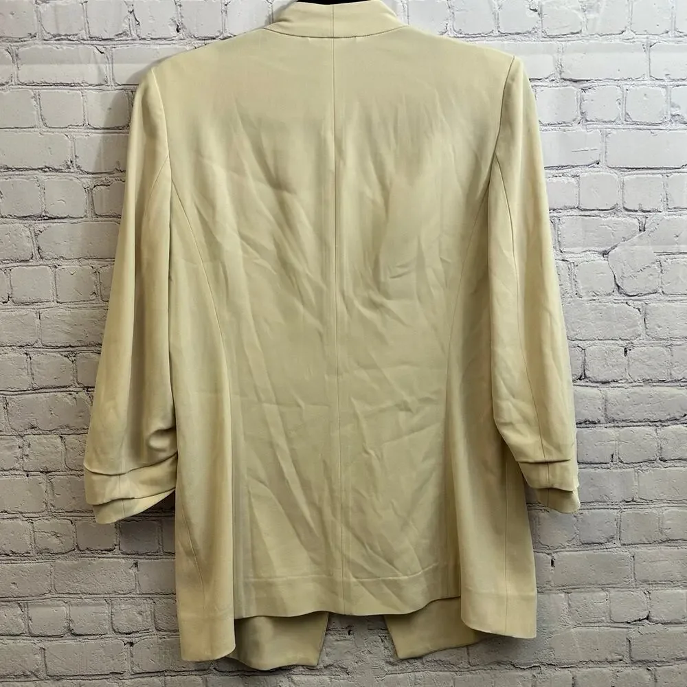 Babaton Power Blazer Ruched Sleeves Open Front Beige Size 8 Aritzia Workwear - Picture 2 of 8